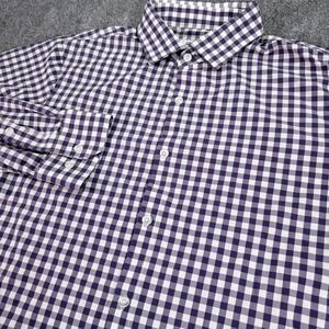 Mizzen Main Shirt Mens Large Purple Gingham Trim Fit Button Up USA Made STAINS